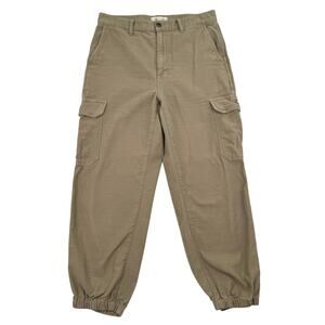 Madewell Utility Cargo Jogger Pants 28 Cropped Cinched Hem Cotton Khaki Casual